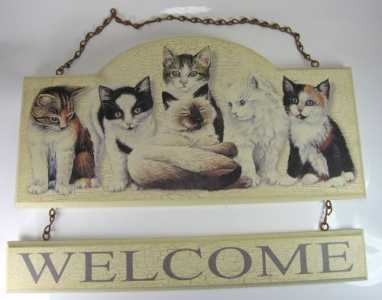 Targa 'WELCOME' con gattini 