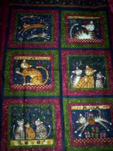 Pannello di stoffa per patchwork riquadri Gatti natalizi